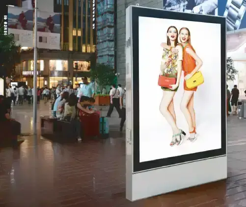 Aurora commercial LED poster display in retail setting