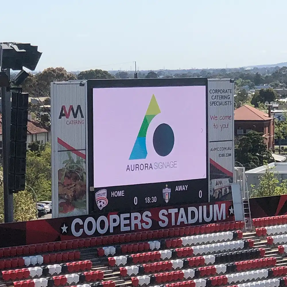 Aurora LED scoreboard and signage at Coopers Stadium