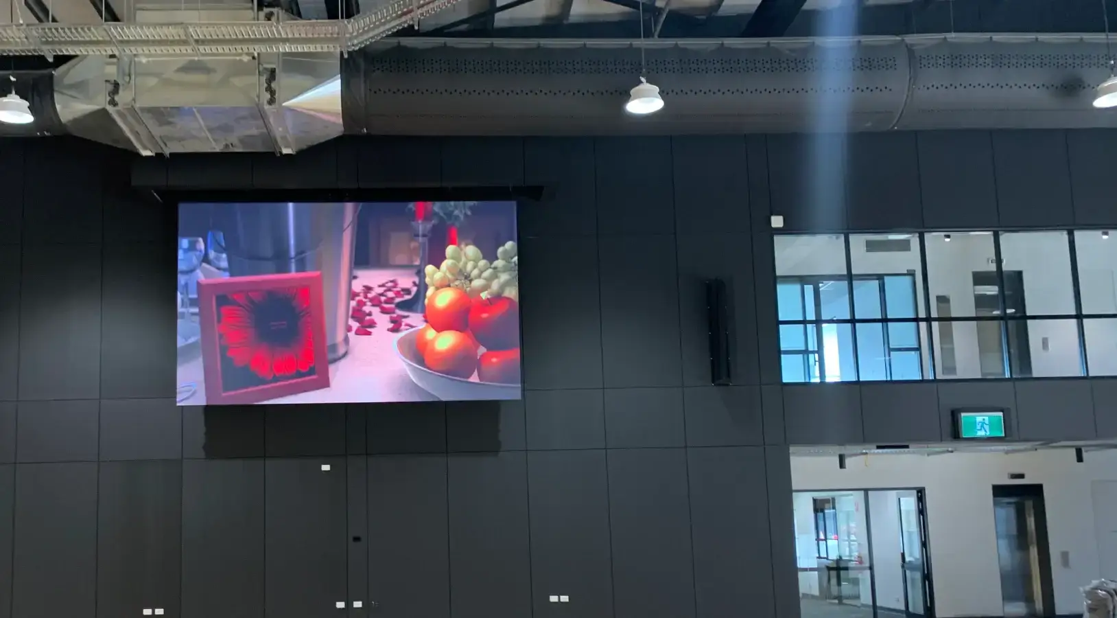 Aurora LED display in gymnasium and multi-sport activity hall