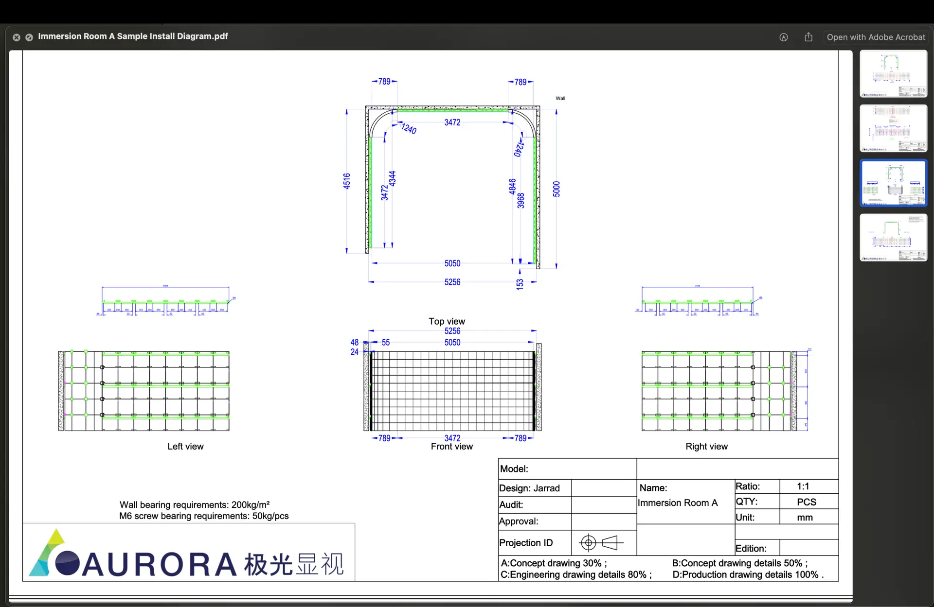 Aurora LED systems in immersive presentation and education room