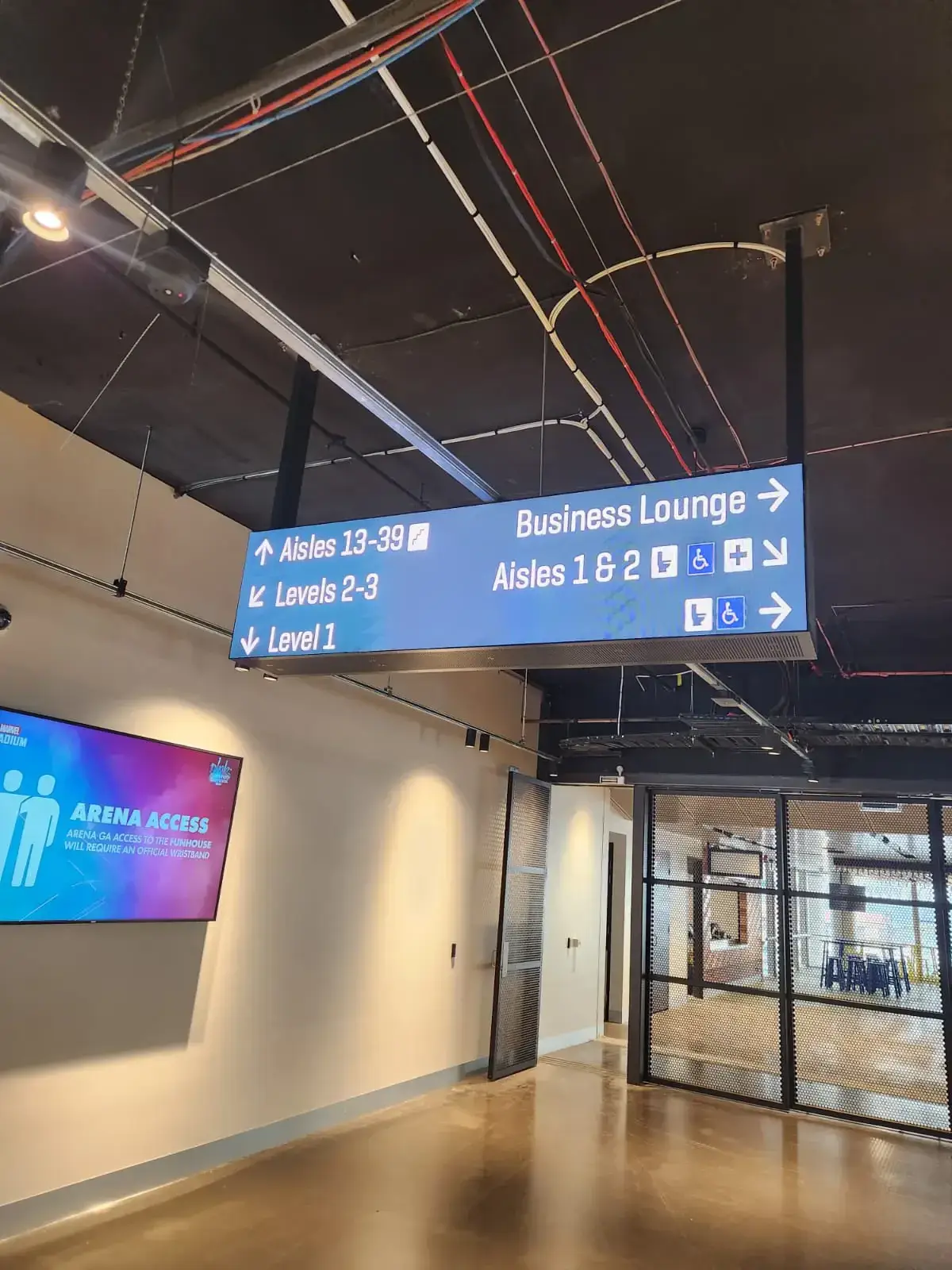 LED wayfinding signage in commercial building