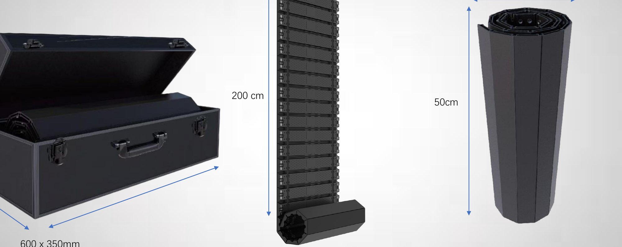 Single-unit flight case — 600 × 350 × 350 mm