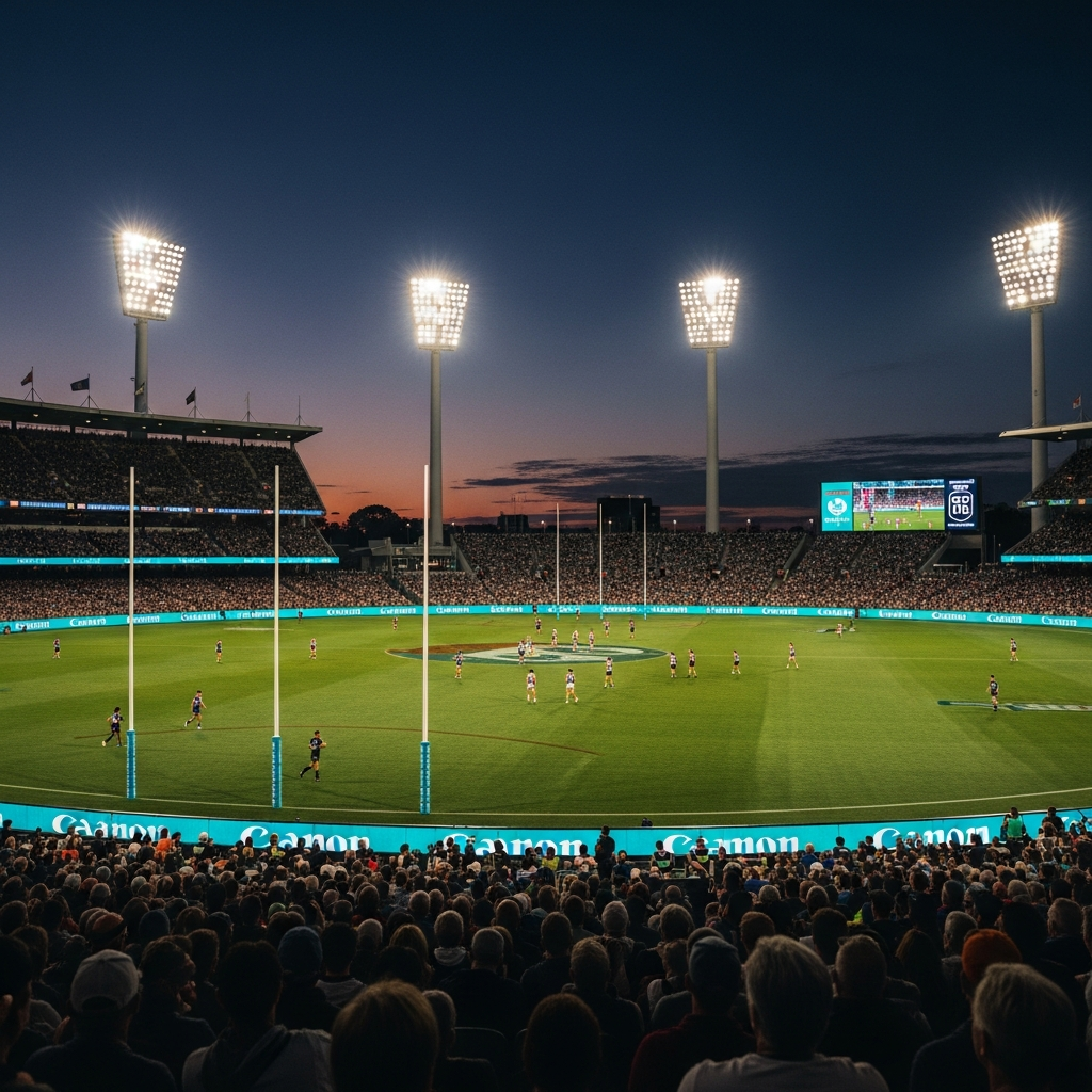 Stadium ribbon board under floodlighting — 6,700 nits at full white, broadcast-safe
