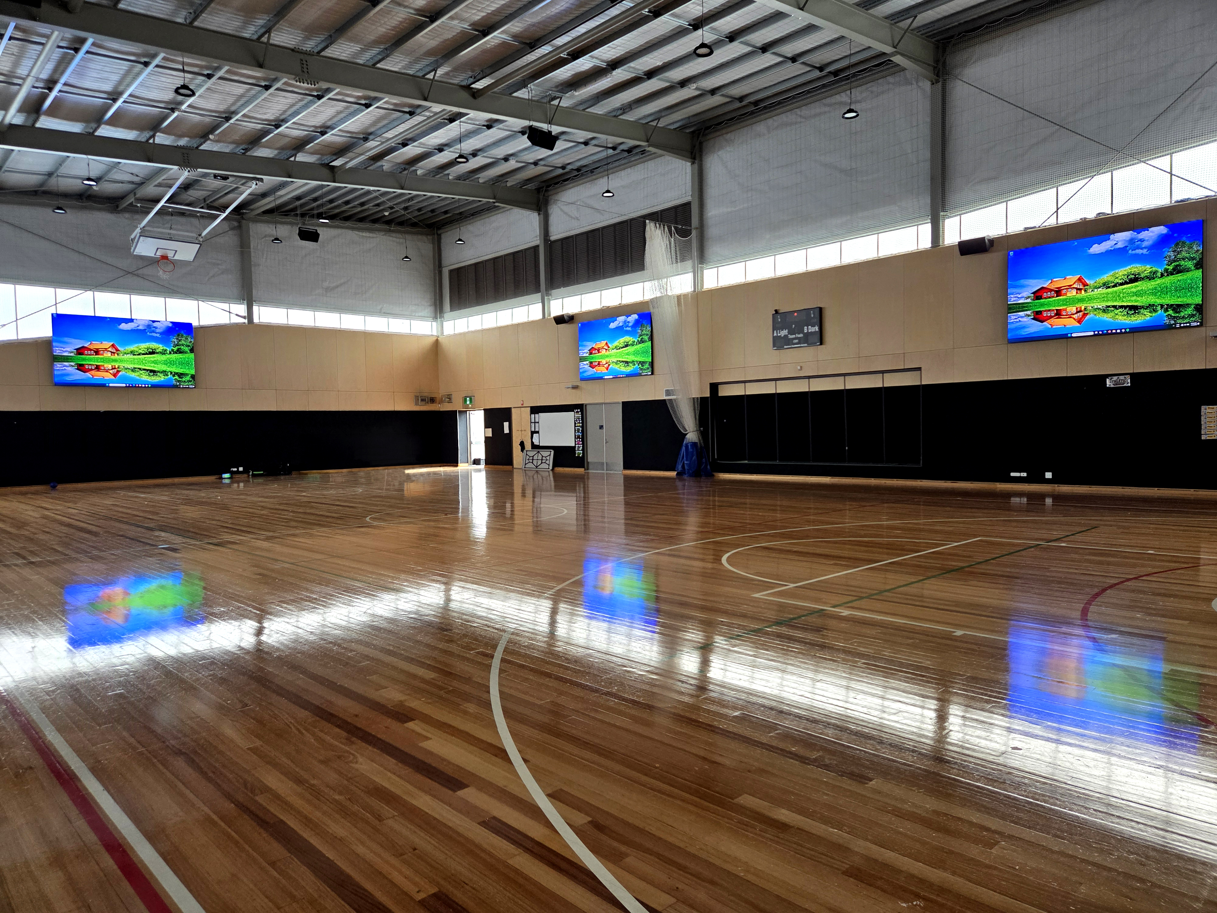 Completed Aurora VSPEC LED Video Wall installation — Ramlegh Park Primary School gymnasium, Victoria