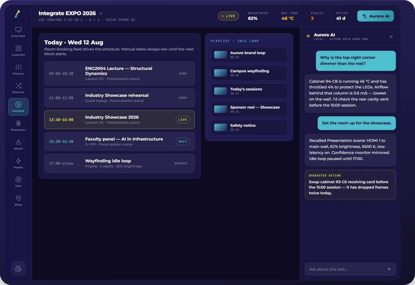 Schedule and playlist screen
