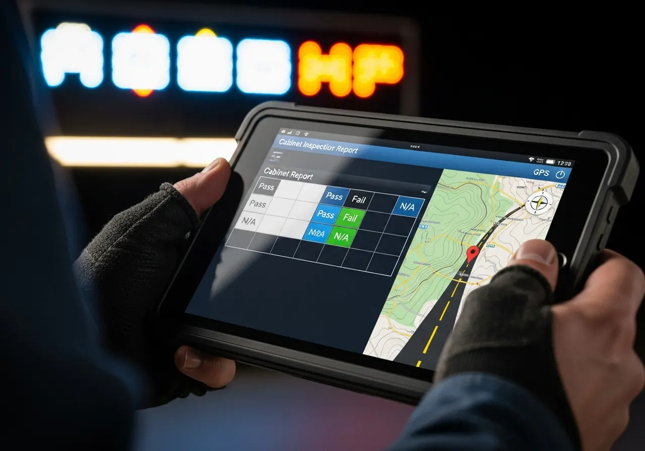 Aurora Works Tracker digital field report on a tablet