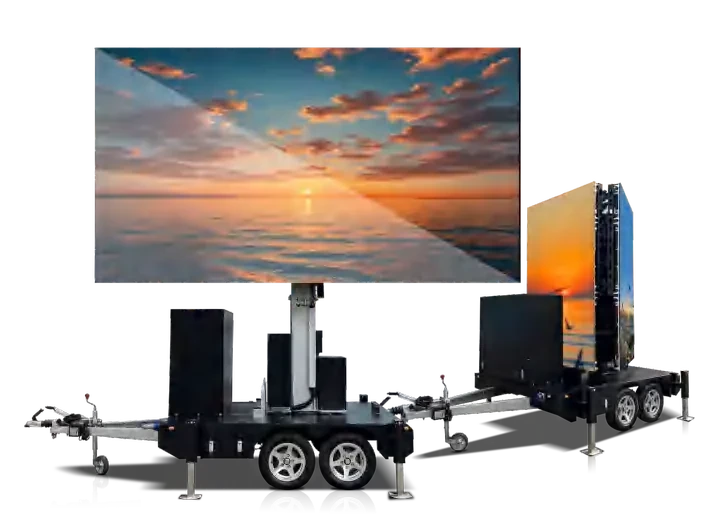 Aurora heavy enclosed LED trailer with large hydraulic screen