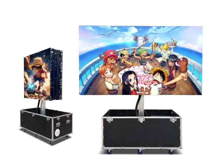 Aurora portable flightcase LED screens on wheeled cases