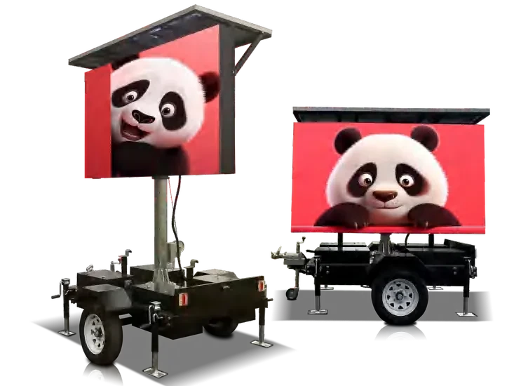 Aurora solar-powered mobile LED trailer with roof-mounted solar array